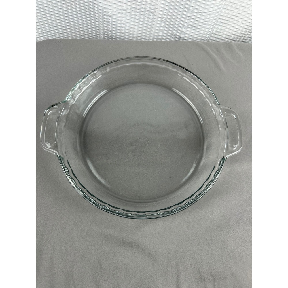 Vintage Anchor Hocking Clear Glass‎ Round Casserole Dish w Handles USA 9.5in